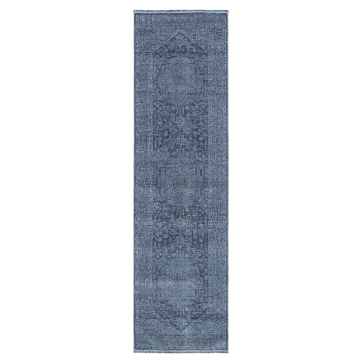 Heritage Distressed Medallion Blue Runner - H104: (Different Tassel)
