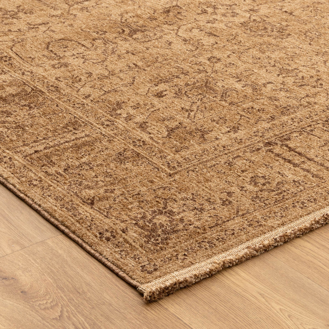 Heritage Distressed Border Mustard Rug - H105: (Different Tassel)