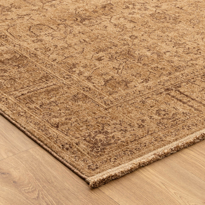 Heritage Distressed Border Mustard Rug - H105: (Different Tassel)