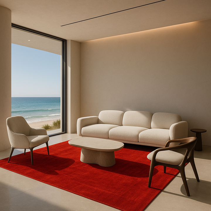 Crimson Bloom Red 100% New Zealand wool Rug