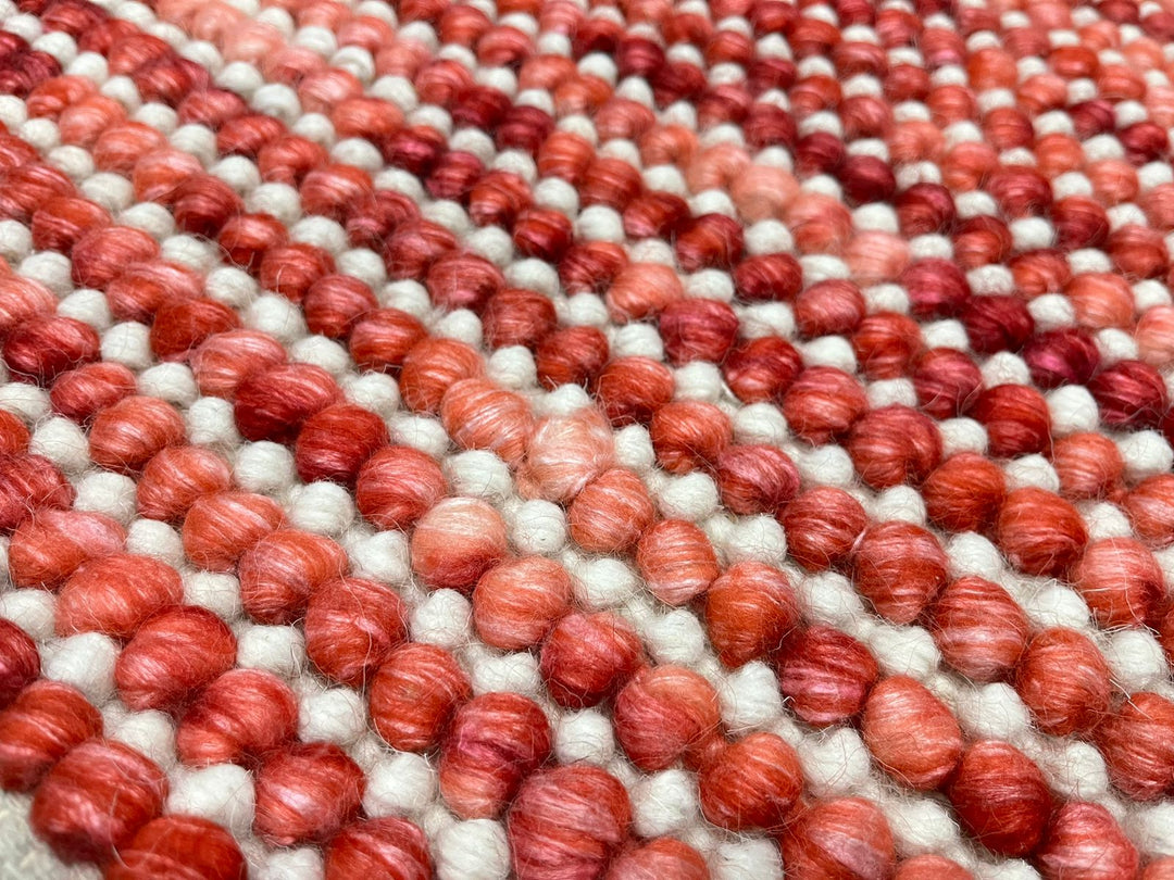 Pebbles Red Rug Pebbles Cherry Red Ivory Wool Hand Woven Rug – Luxurious Rugs