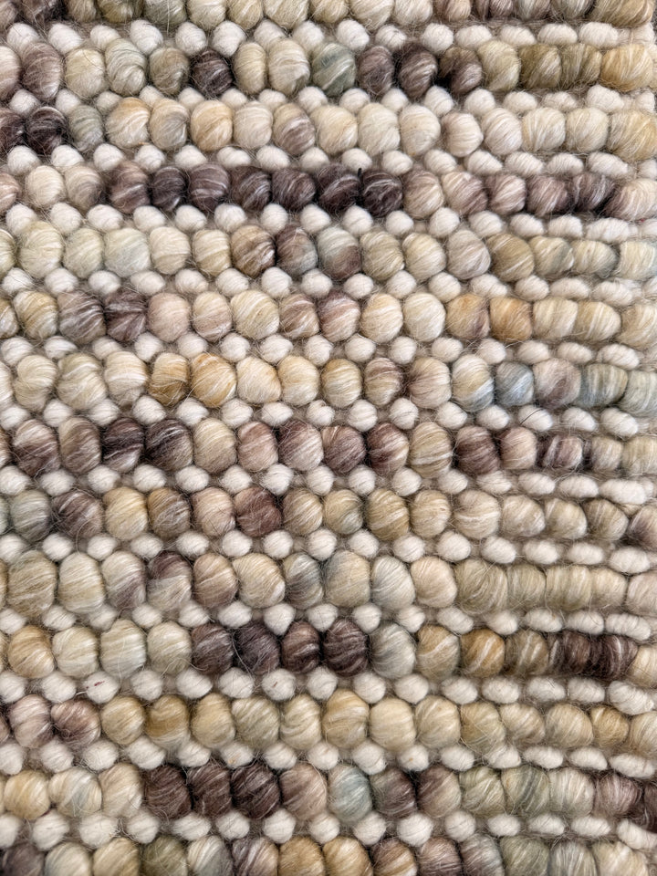 Pebbles Cherry Multi Beige Brown Ivory Hand Woven Wool Rug