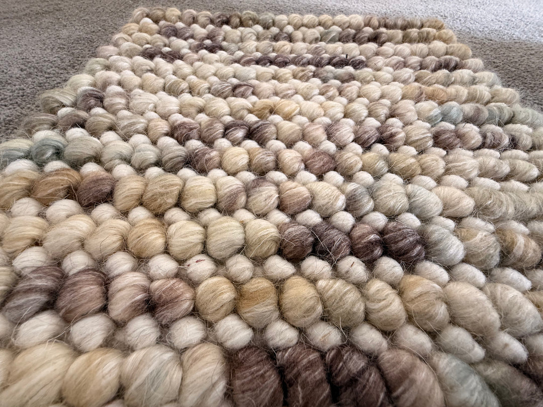 Pebbles Cherry Multi Beige Brown Ivory Hand Woven Wool Rug