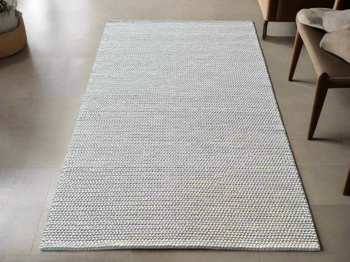 Cloud Weave White Hand Woven Wool and Cotton Blend Rug