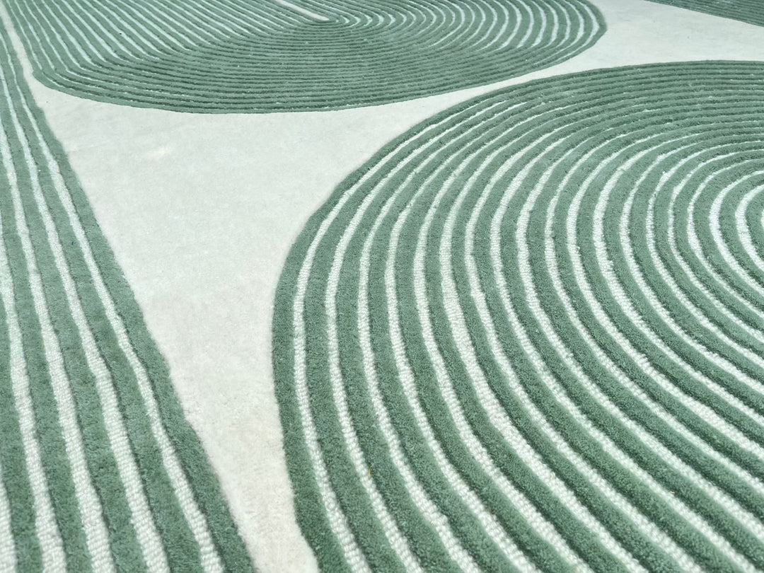 ARIA Viper Modern Rug 100% Wool Soft Fern Green Hand Tufted Rug