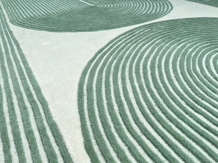 ARIA Viper Modern Rug 100% Wool Soft Fern Green Hand Tufted Rug