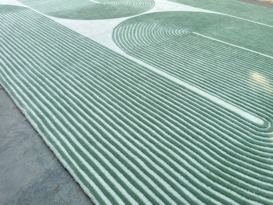 ARIA Viper Modern Rug 100% Wool Soft Fern Green Hand Tufted Rug