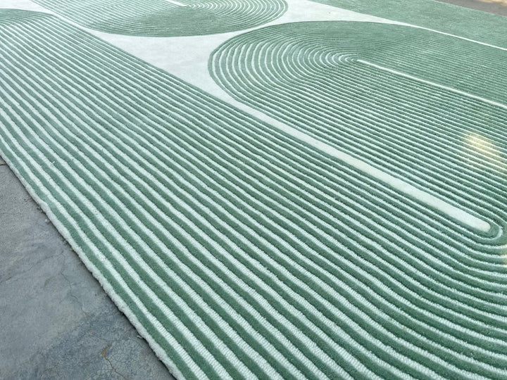 ARIA Viper Modern Rug 100% Wool Soft Fern Green Hand Tufted Rug