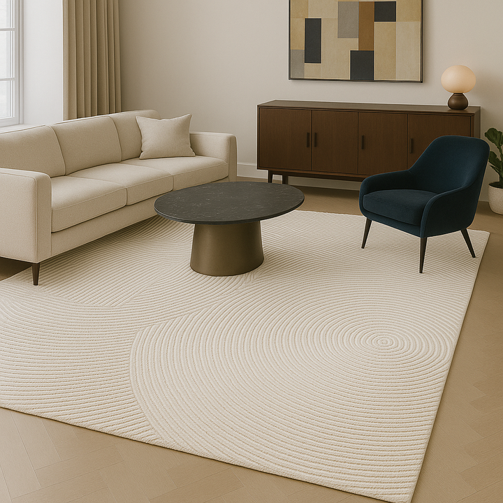 Viper Modern Rug 100% Wool Ivory Beige Hand Tufted Rug