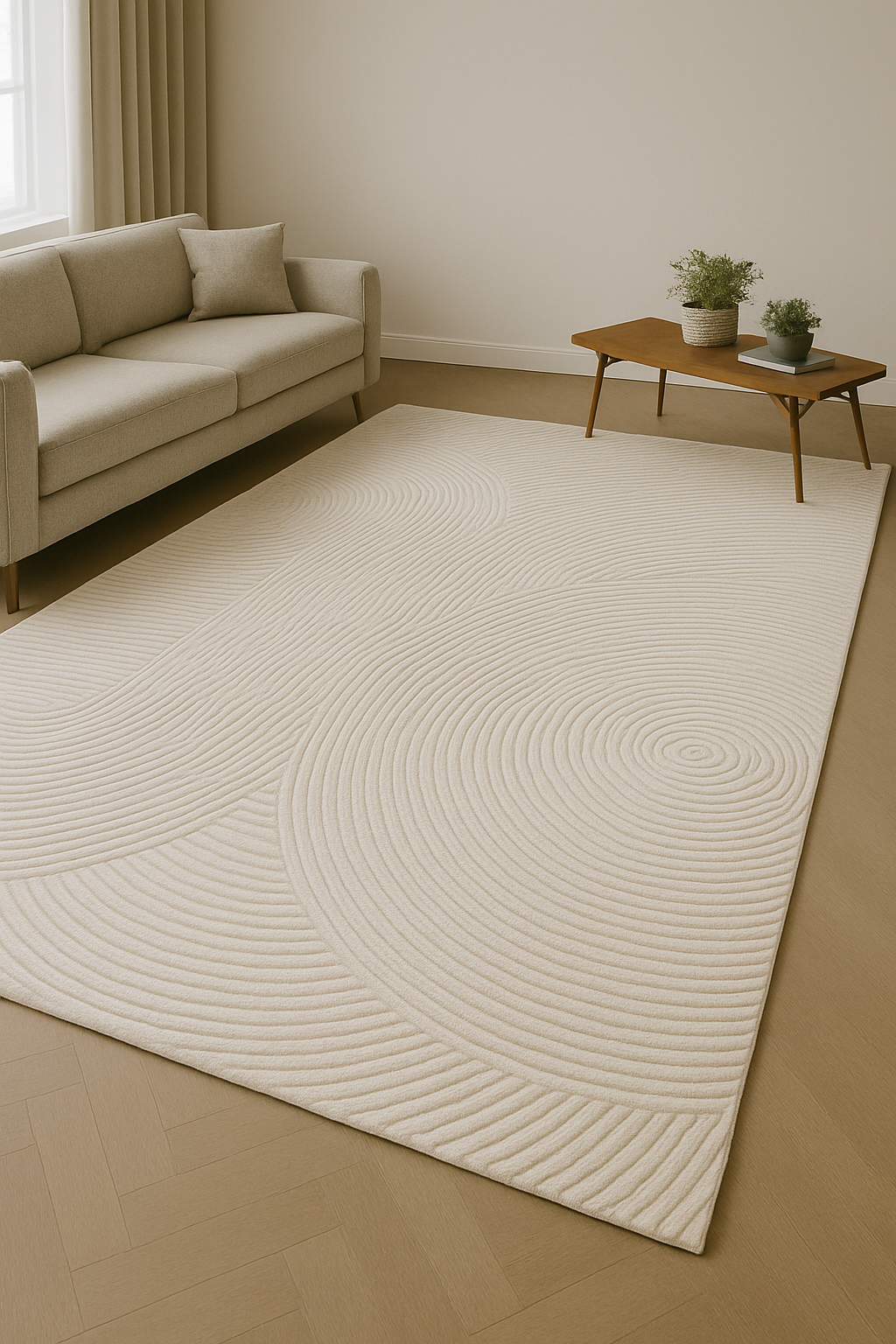 Viper Modern Rug 100% Wool Ivory Beige Hand Tufted Rug