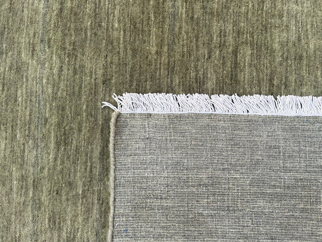 Dazzle Olive Green Color Handloom Knotted Rug 100% Pure Wool