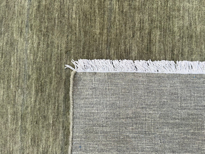 Dazzle Olive Green Color Handloom Knotted Rug 100% Pure Wool