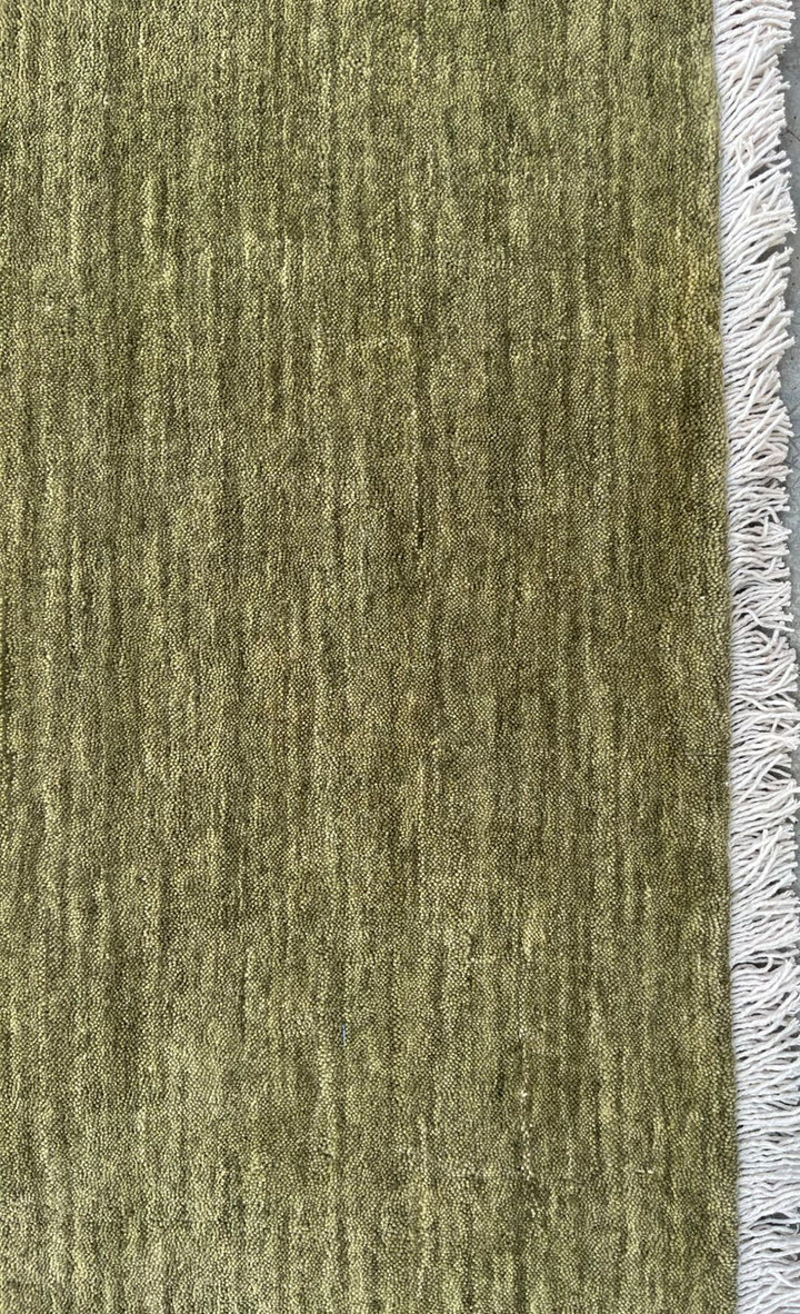 Dazzle Olive Green Color Handloom Knotted Rug 100% Pure Wool