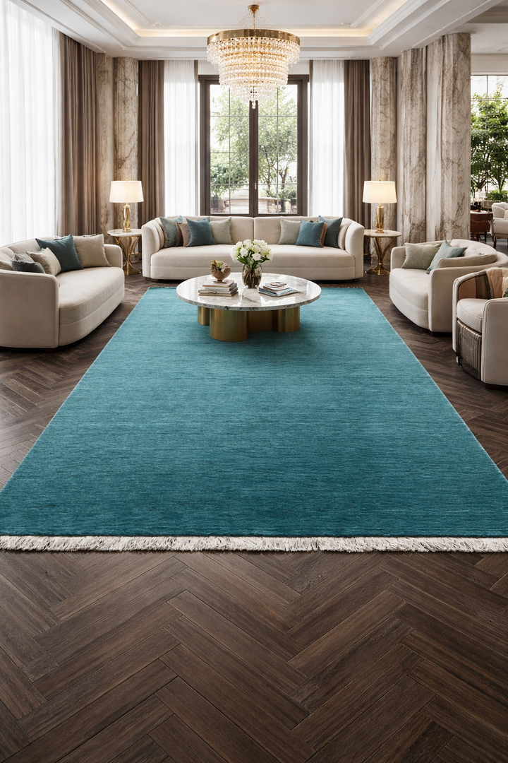 Dazzle Ocean Breeze Color Handloom Knotted Rug 100% Pure Wool