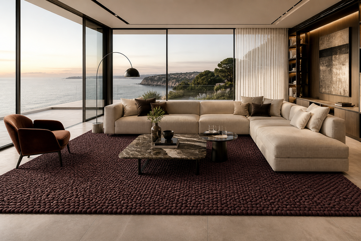 Pebbles Red Mahogany Wool Hand Woven Rug