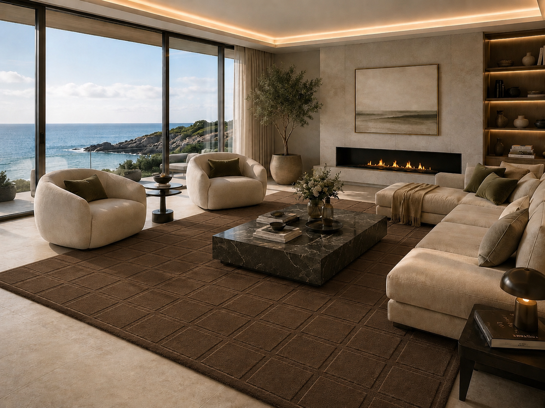 Forma Modern Rug 100% Wool Brown Chocolate Color Hand Tufted Rug