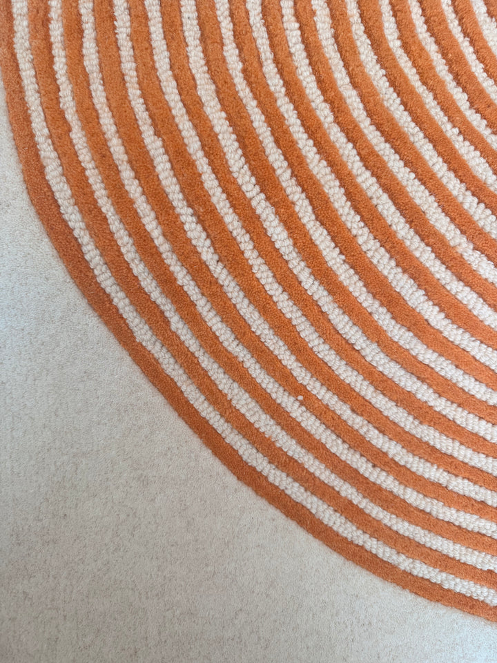 ARIA Viper Modern Rug 100% Wool Orange and Ivory Hand Tufted Rug