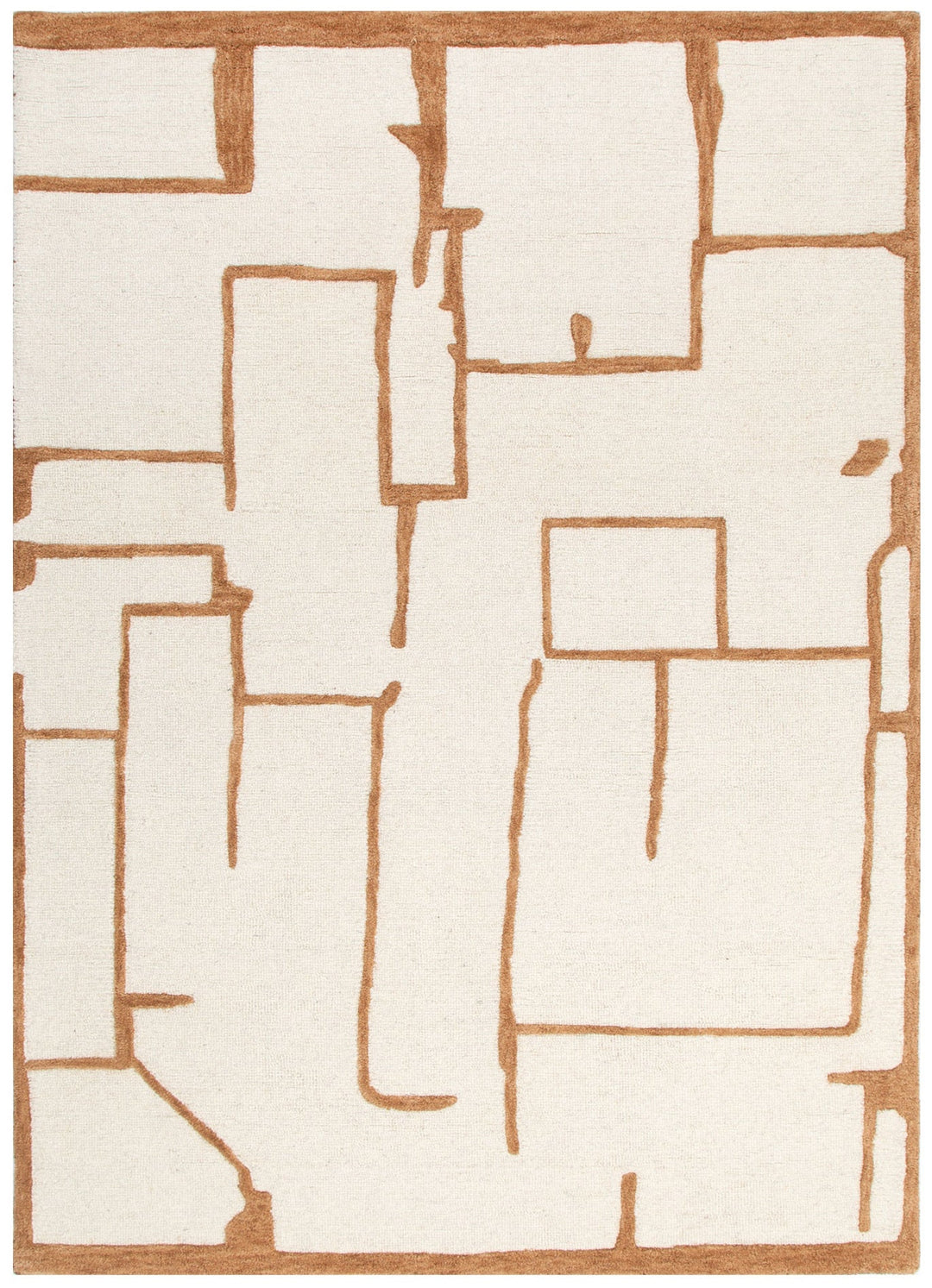 Les Nomades Lines Rust Wool Rug - LES24