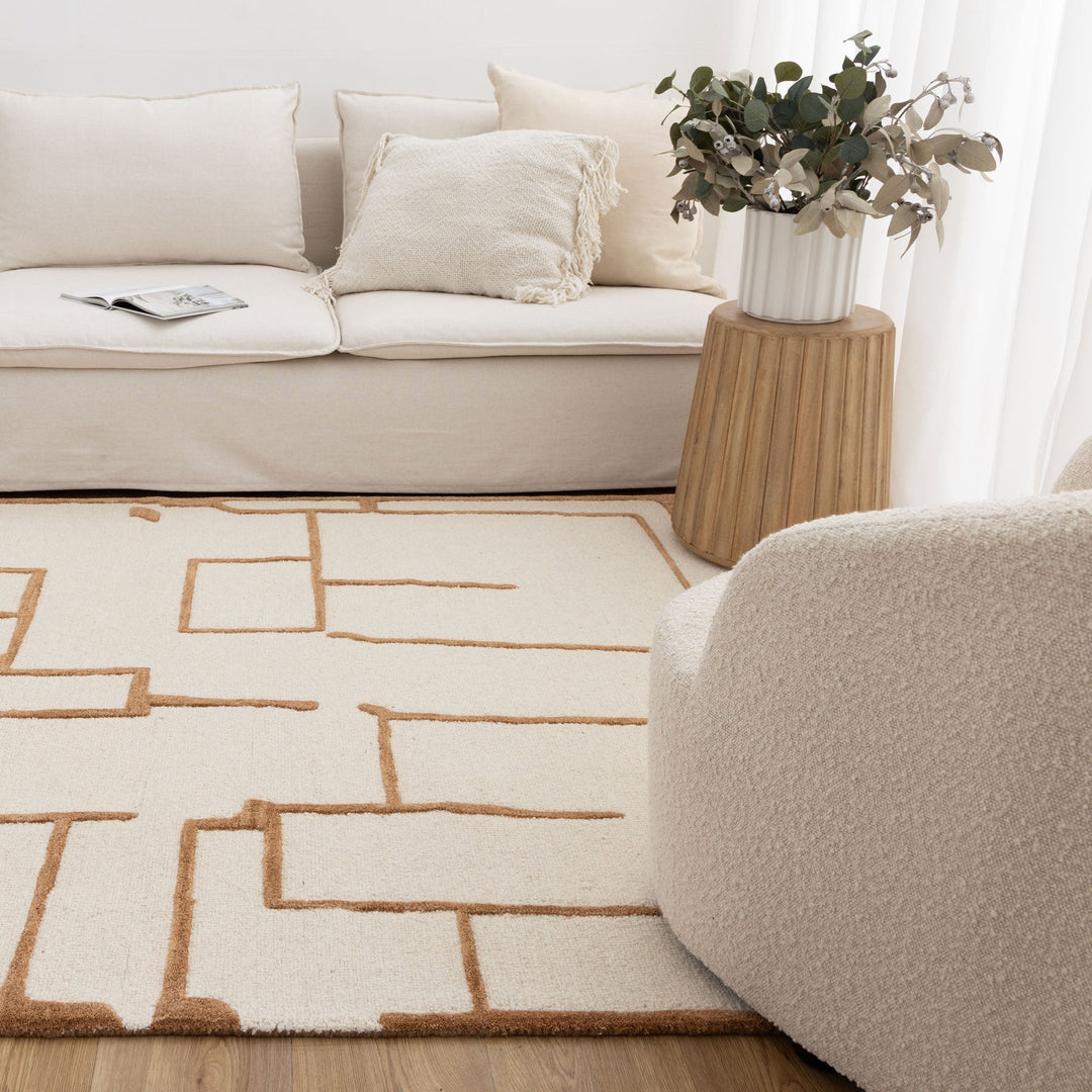 Les Nomades Lines Rust Wool Rug - LES24
