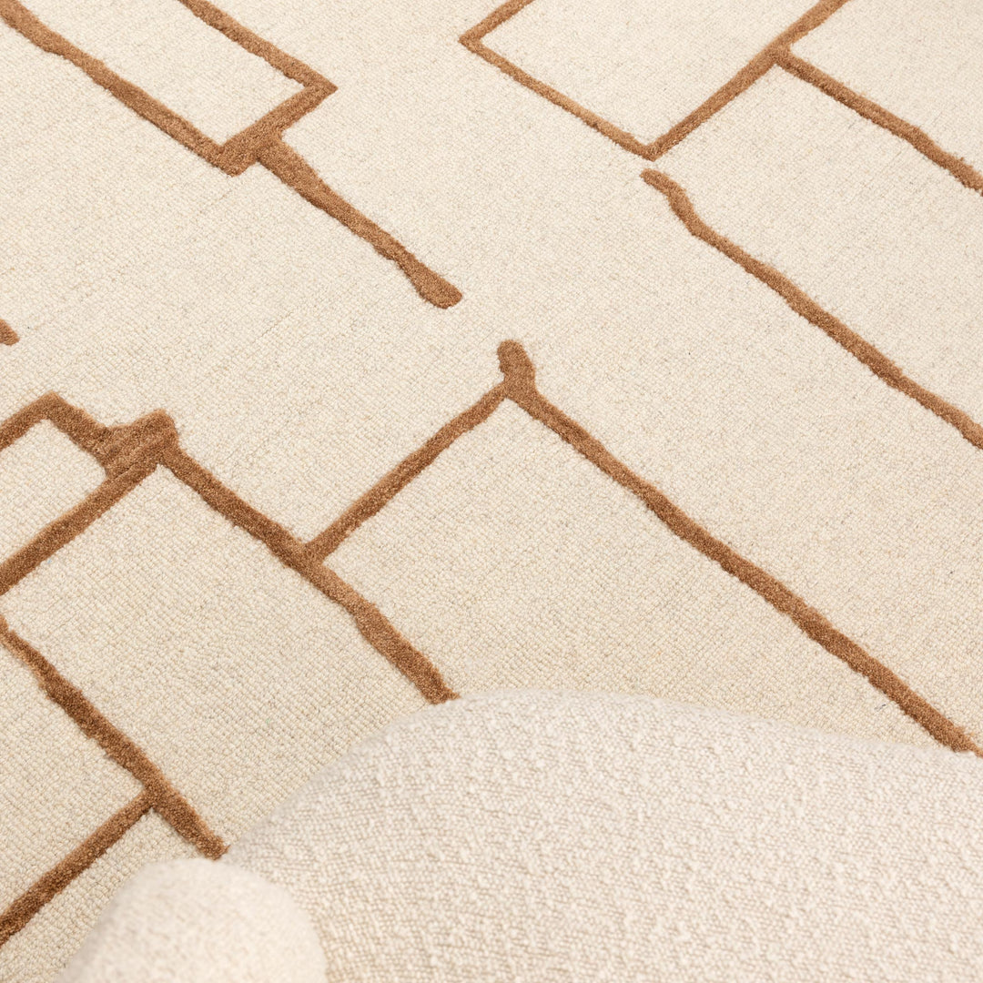 Les Nomades Lines Rust Wool Rug - LES24