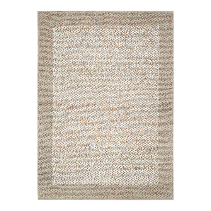 Eco Weave Plain Border Cream Beige Jute and Wool Rug