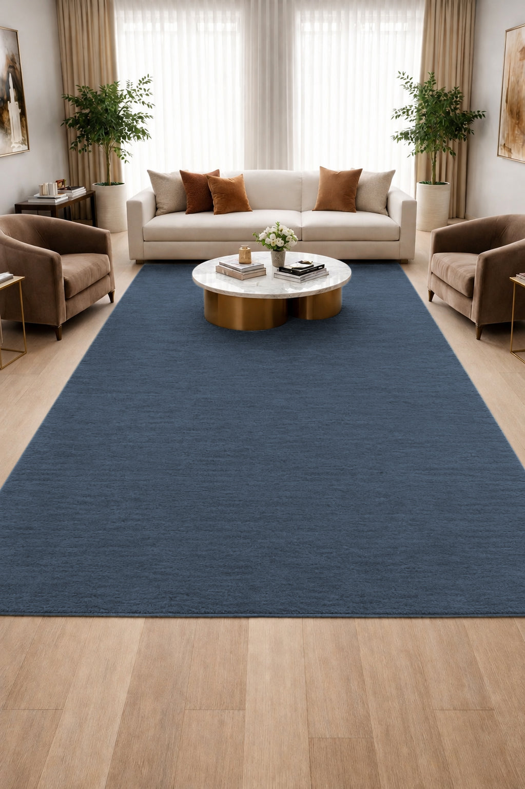 Livia Midnight Navy Handloom Knotted Rug 100% Pure Wool