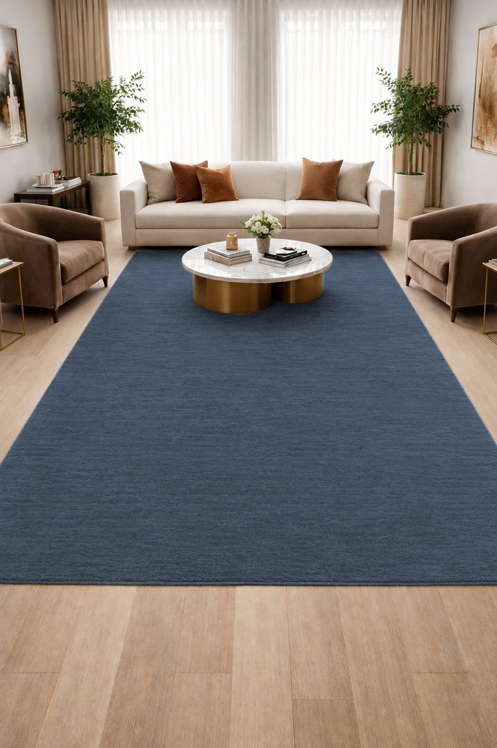 Livia Midnight Navy Handloom Knotted Rug 100% Pure Wool