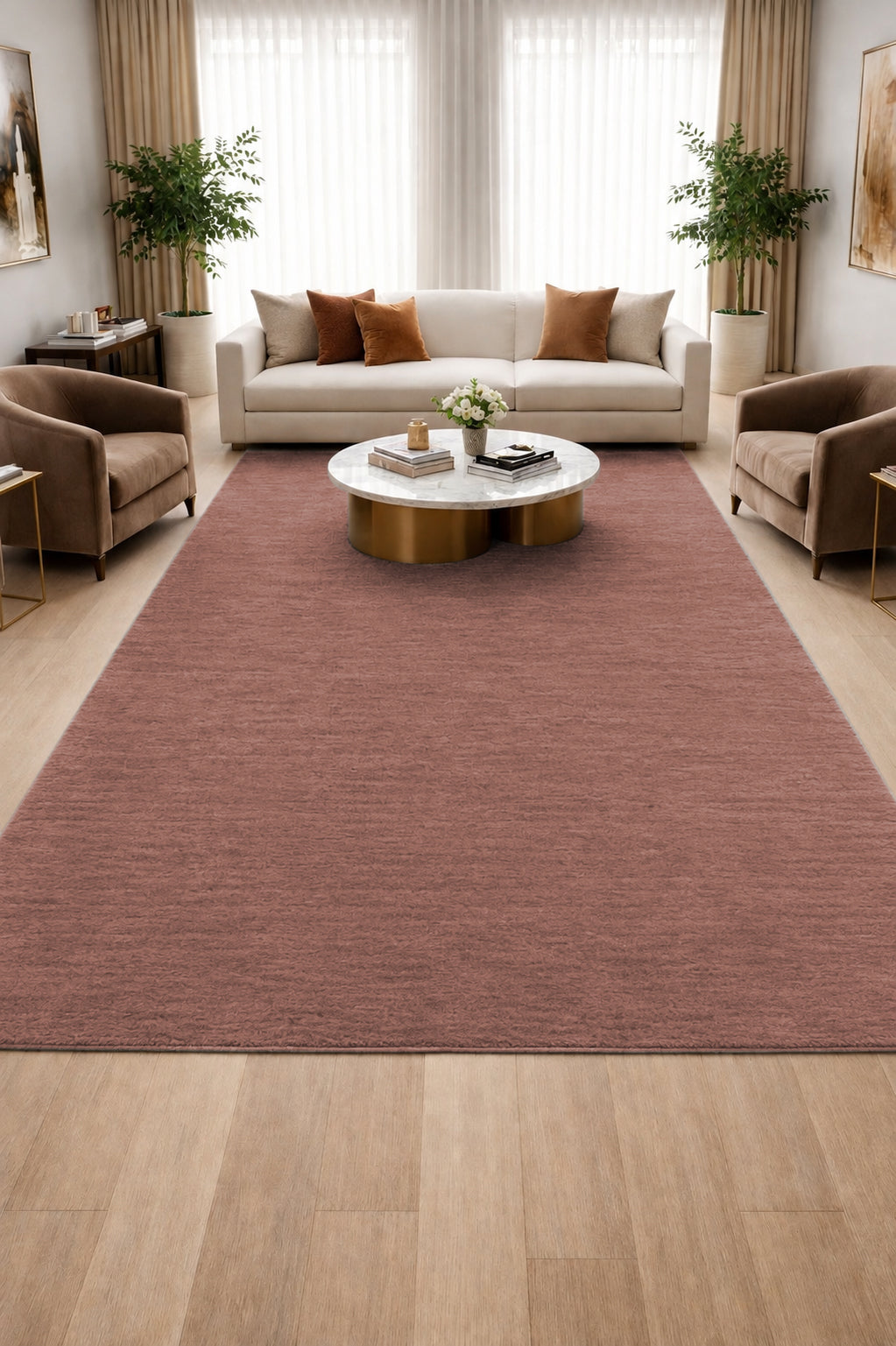 Livia Rose Taupe Handloom Knotted Rug 100% Pure Wool