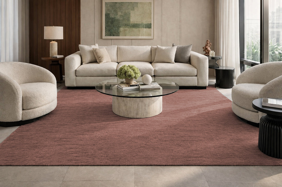 Livia Rose Taupe Handloom Knotted Rug 100% Pure Wool
