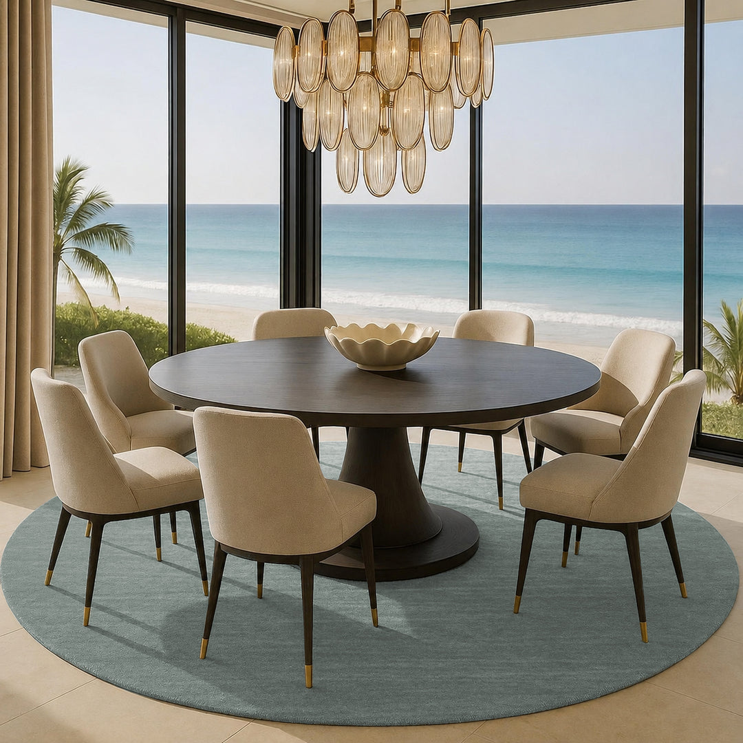 Livia Soft Ocean Green Handloom Knotted Rug 100% Pure Wool