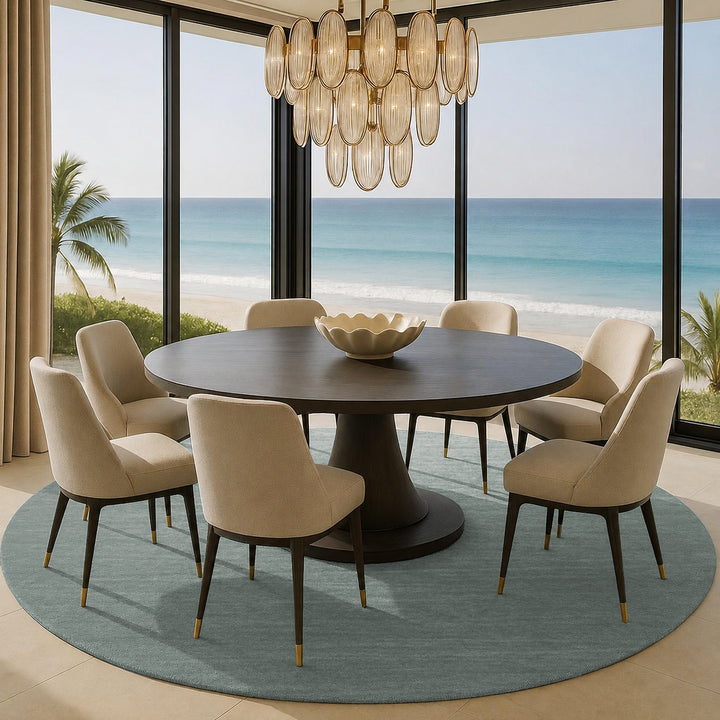 Livia Soft Ocean Green Handloom Knotted Rug 100% Pure Wool