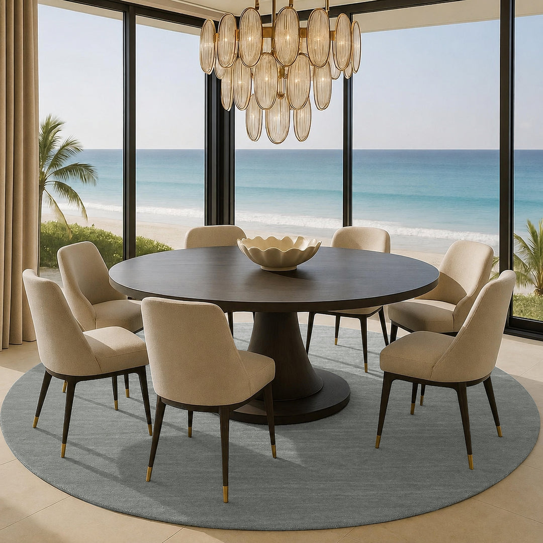 Livia Moss Grey Handloom Knotted Rug 100% Pure Wool