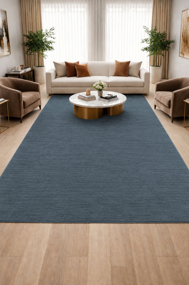 Livia Dusty Blue Handloom Knotted Rug 100% Pure Wool