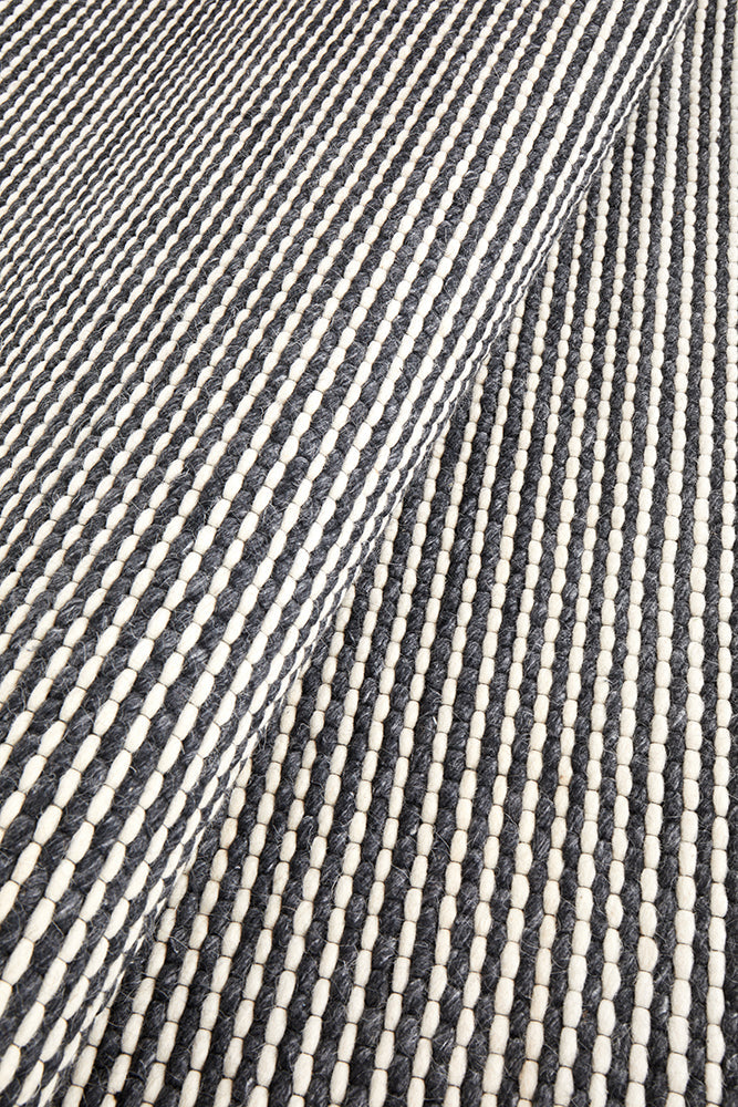 Studio Oskar Felted Wool Striped Rug Black White