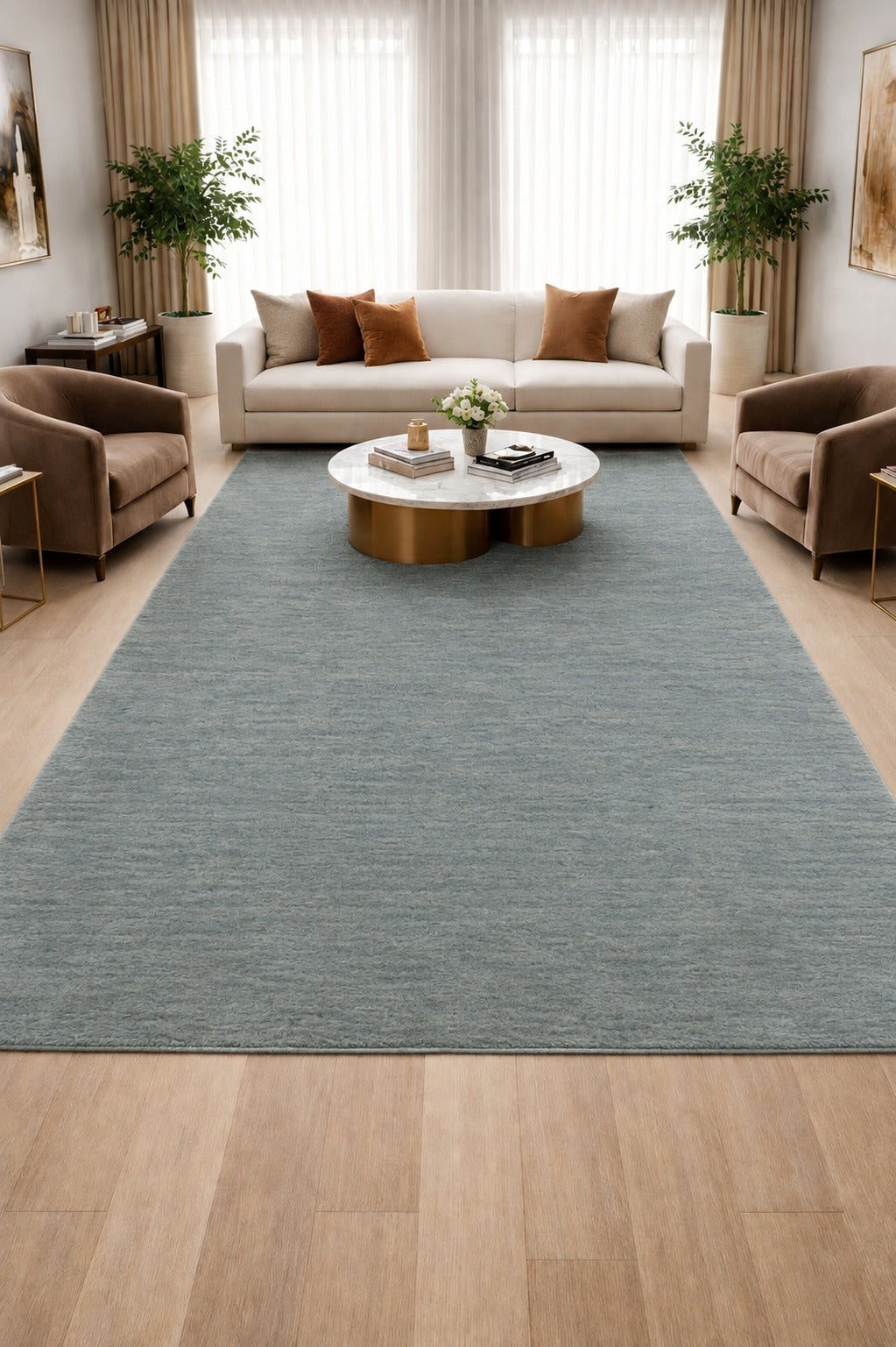 Livia Mist Handloom Knotted Rug 100% Pure Wool