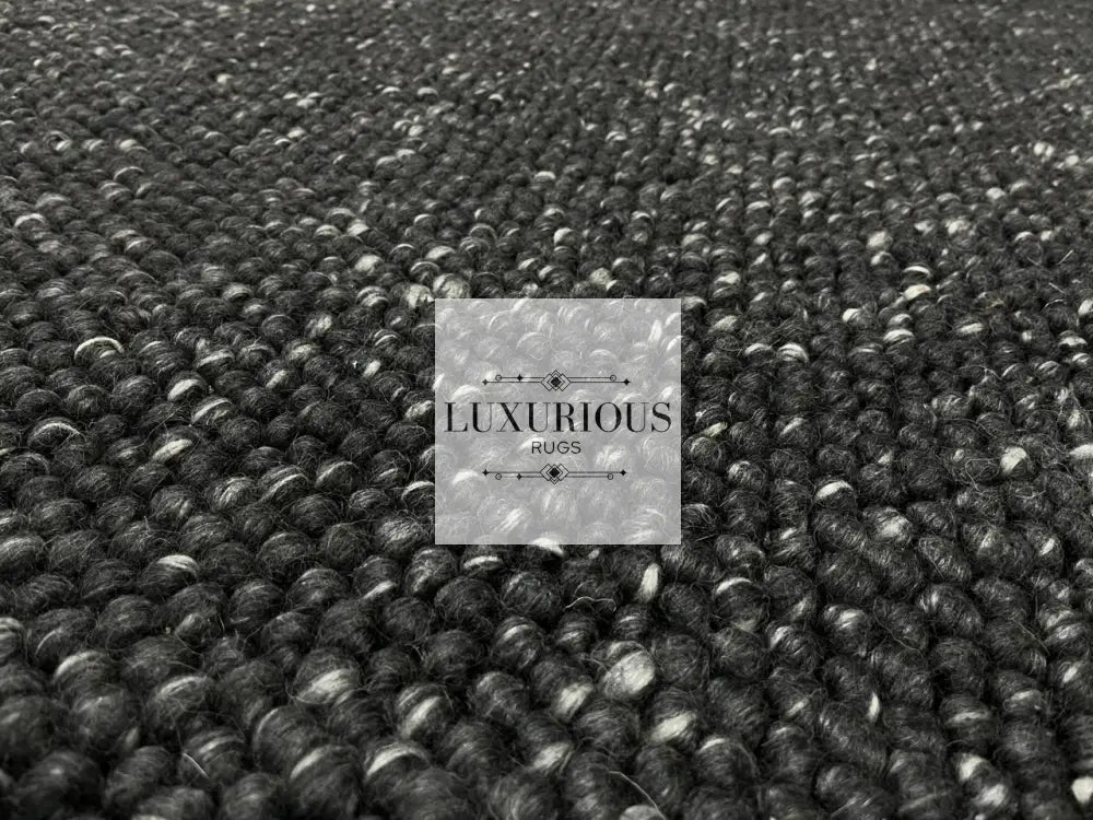 Pebbles Black Wool Hand Woven Rug custom