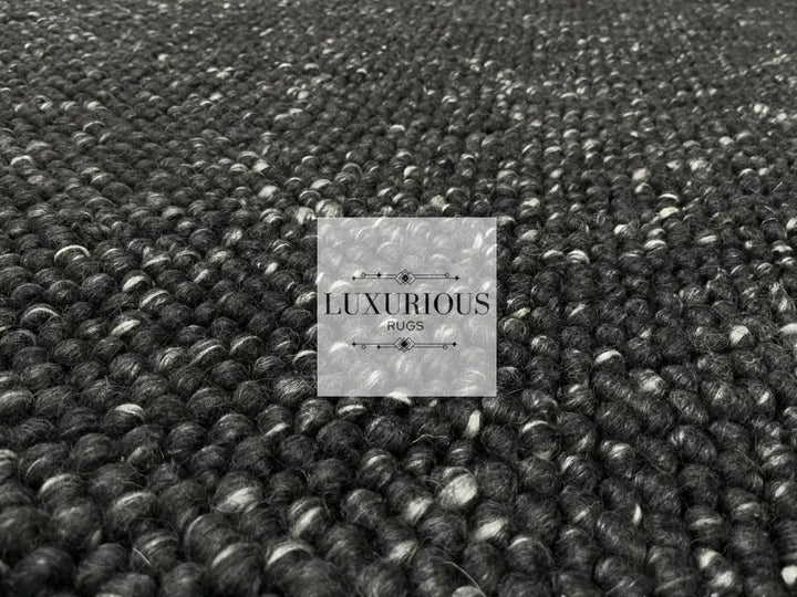 Pebbles Black Wool Hand Woven Rug custom