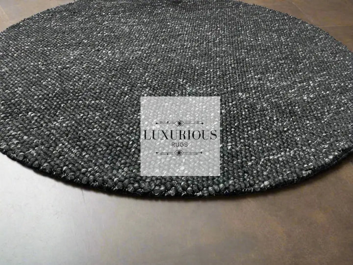 Pebbles Black Wool Hand Woven Rug custom