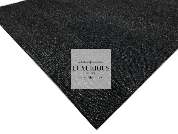 Pebbles Black Wool Hand Woven Rug custom