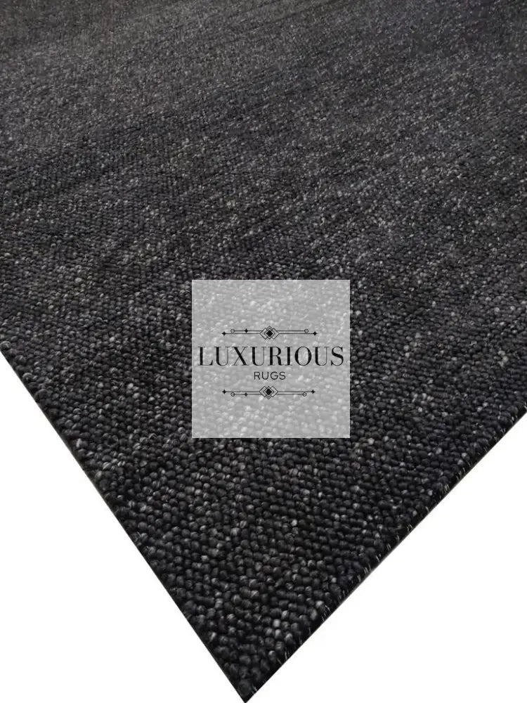 Pebbles Black Wool Hand Woven Rug custom