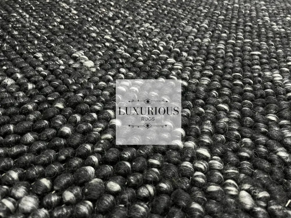 Pebbles Black Wool Hand Woven Rug custom
