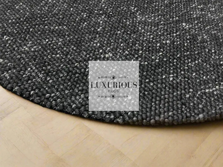 Pebbles Black Wool Hand Woven Rug custom
