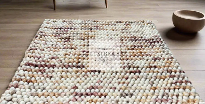 Pebbles Blush Hand Woven Wool Rug