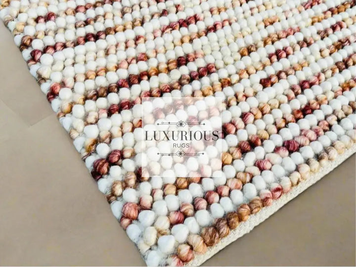 Pebbles Blush Hand Woven Wool Rug