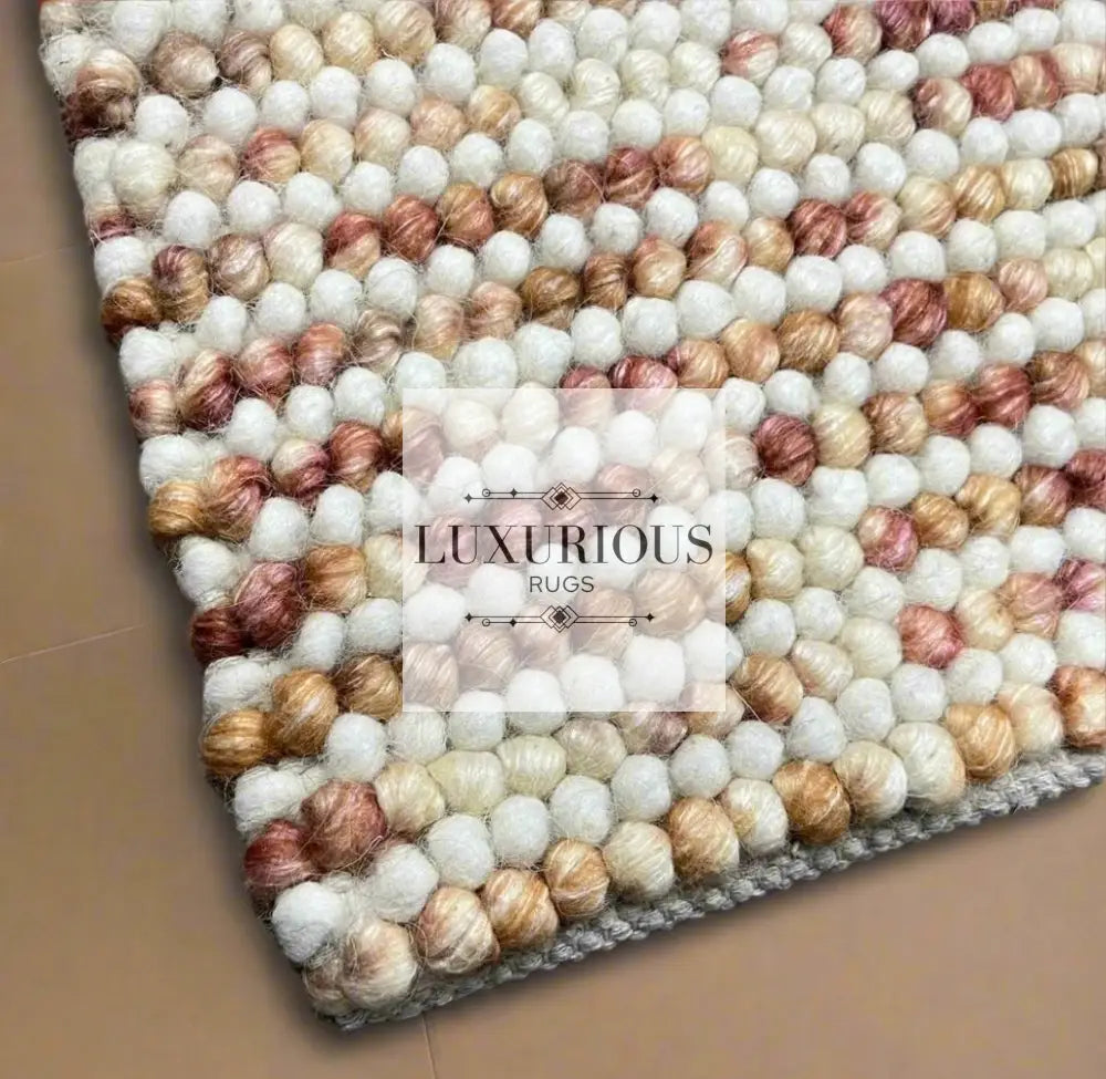 Pebbles Blush Hand Woven Wool Rug