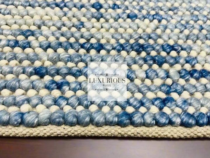 Pebbles Cherry Blue Horizon Hand Woven Wool Rug