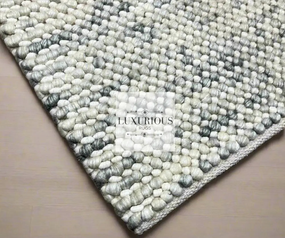 Pebbles Cherry Frosted Stone Hand Woven Wool Rug