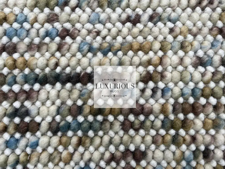 Pebbles cherry Hand Woven Wool Ivory Multi color Rug