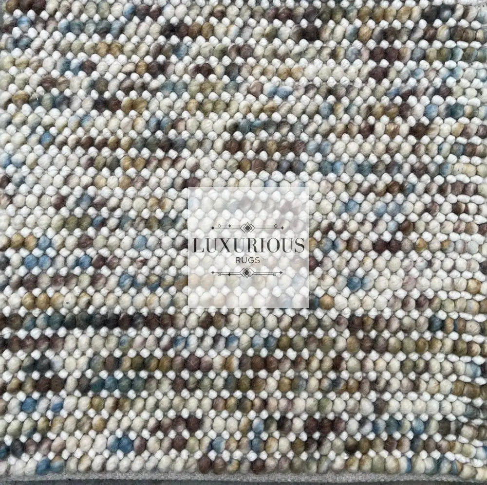 Pebbles cherry Hand Woven Wool Ivory Multi color Rug
