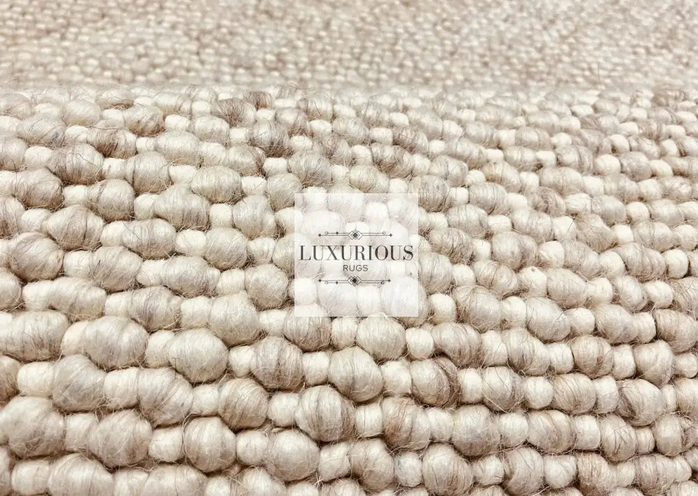 Pebbles Cherry Linen Beige Hand-Woven wool Rug